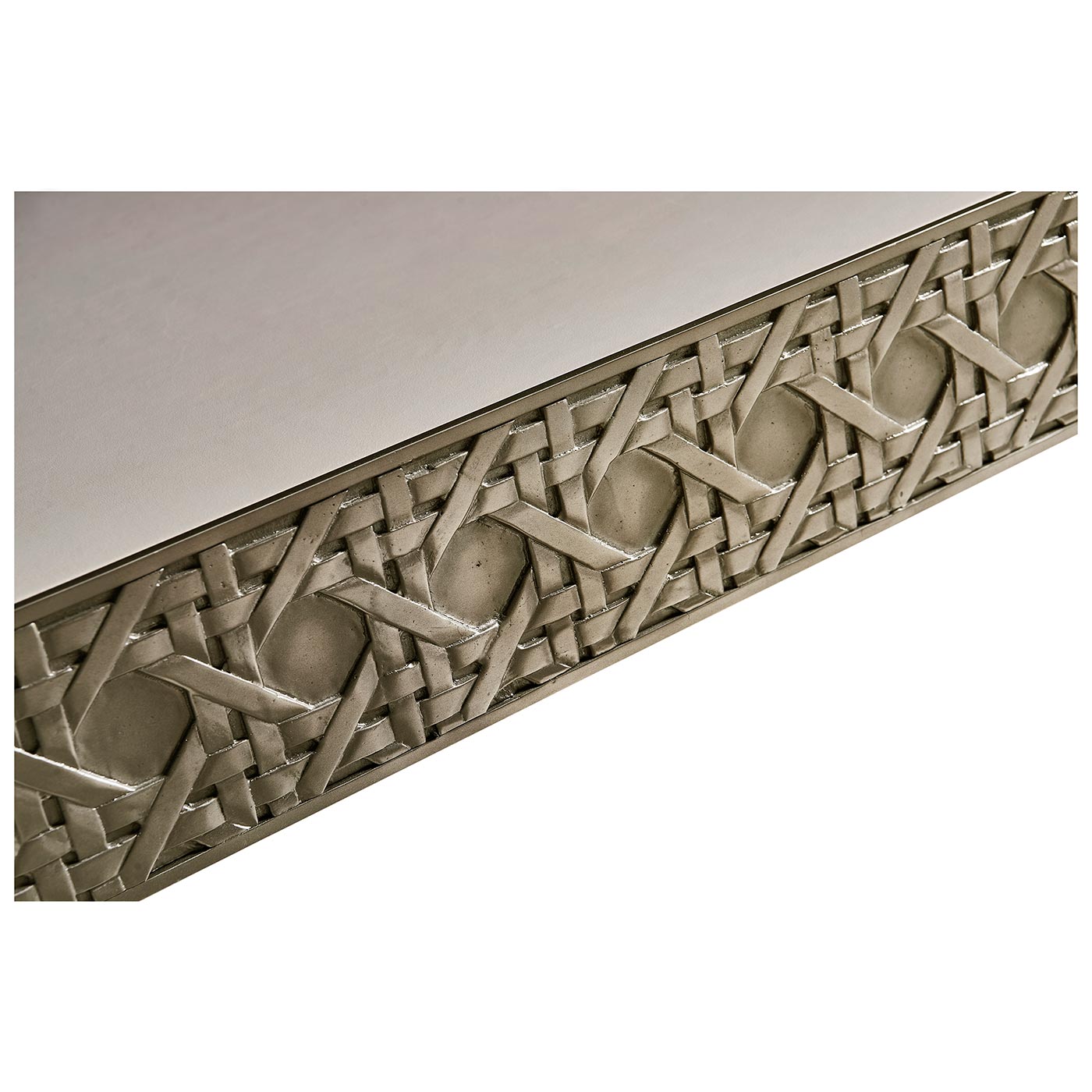 Cnoidal Cane Carved Metal Desk