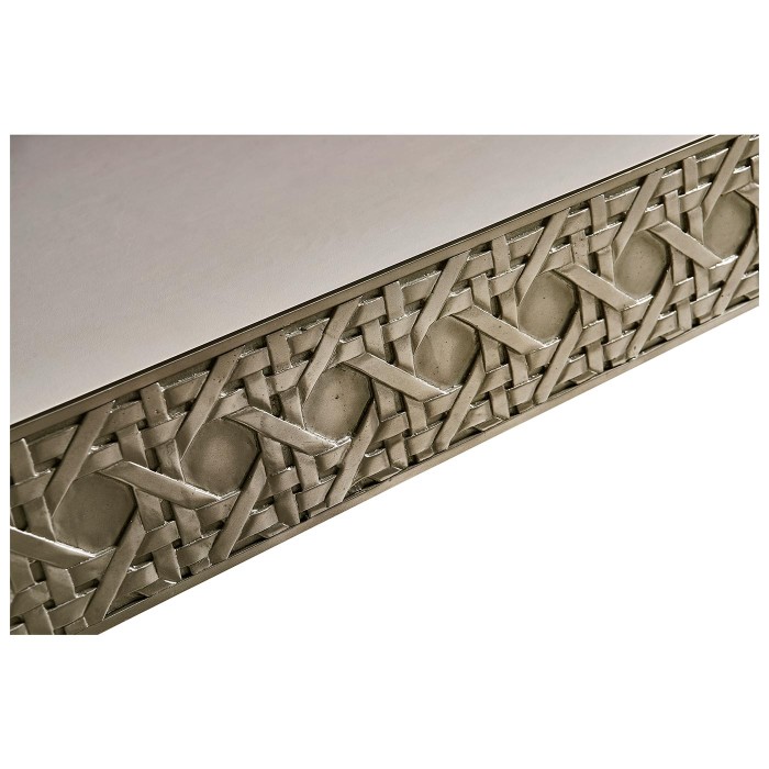 Cnoidal Cane Carved Metal Desk