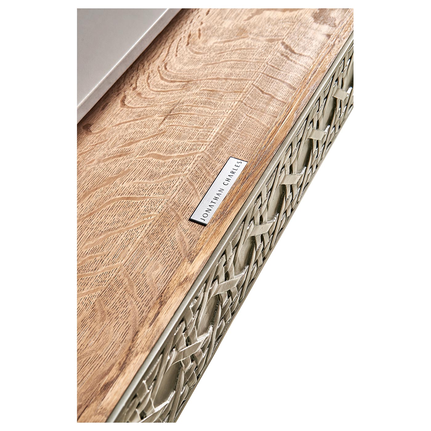 Cnoidal Cane Carved Metal Desk