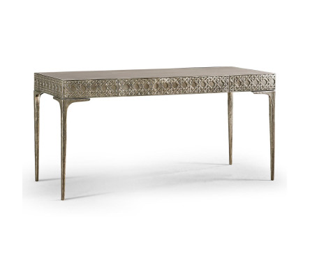 Cnoidal Cane Carved Metal Desk