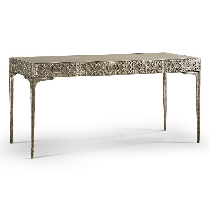 Cnoidal Cane Carved Metal Desk