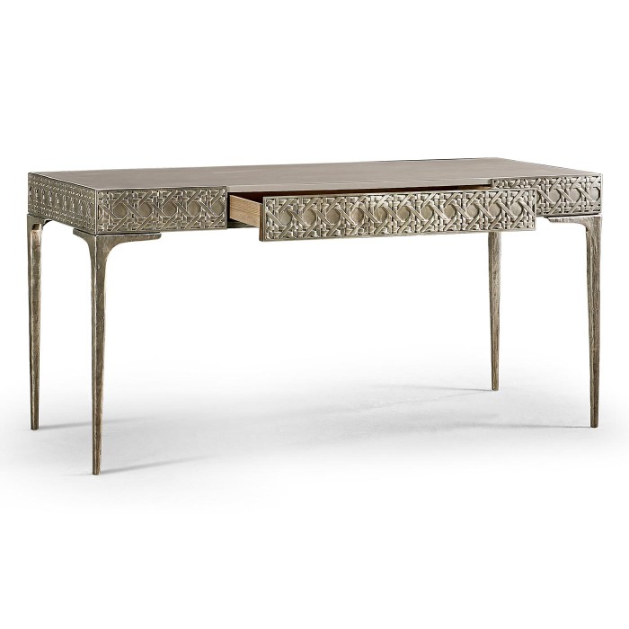 Cnoidal Cane Carved Metal Desk