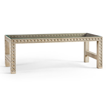 Cnoidal Cane Carved Cocktail Table