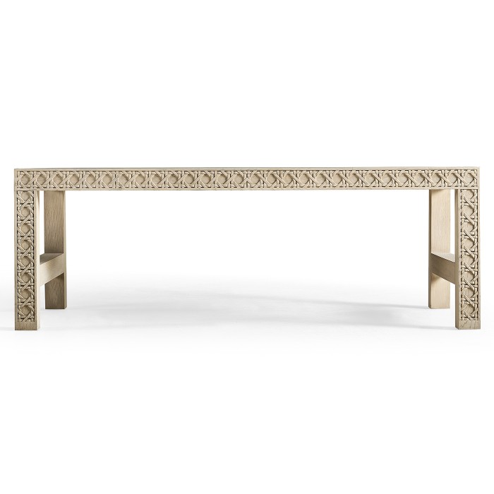 Cnoidal Cane Carved Cocktail Table