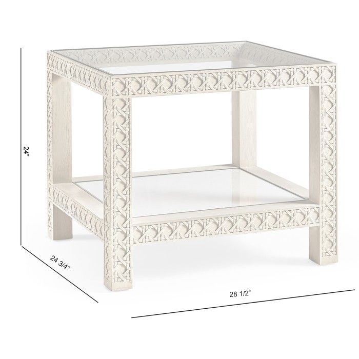 Cnoidal Cane Carved End Table