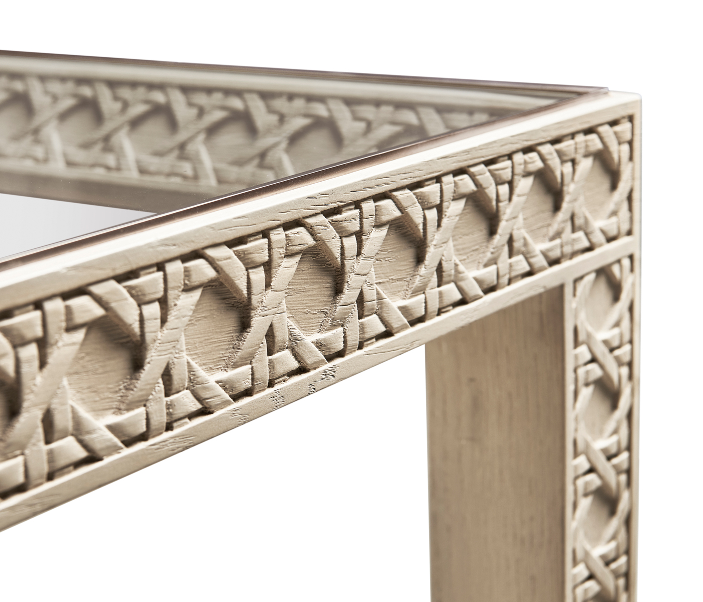 Cnoidal Cane Carved End Table