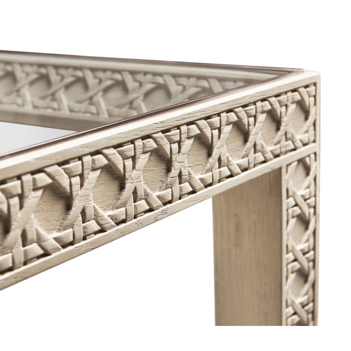 Cnoidal Cane Carved End Table