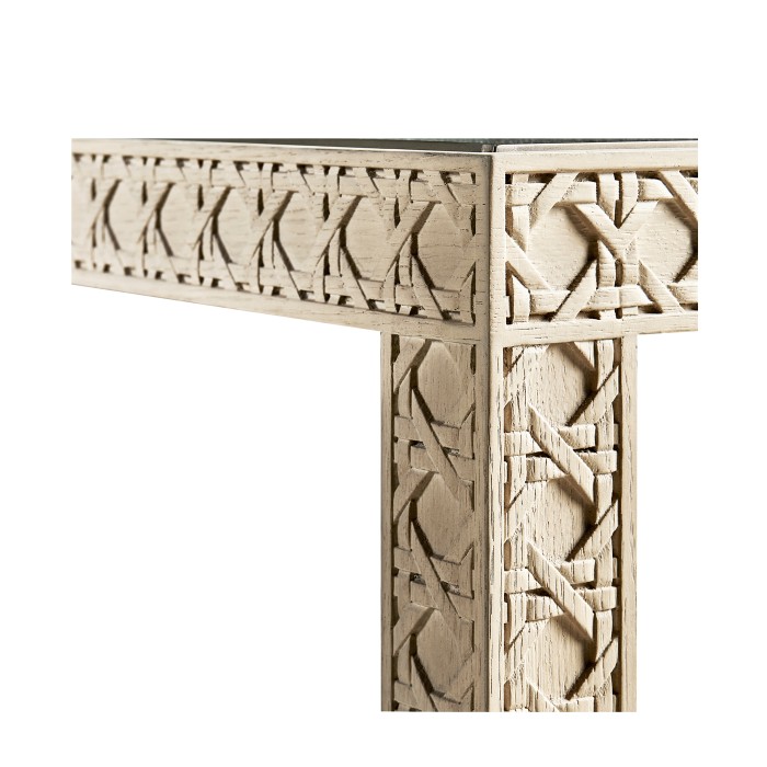 Cnoidal Cane Carved End Table
