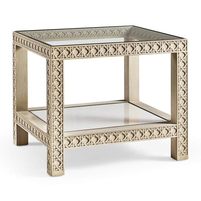 Cnoidal Cane Carved End Table