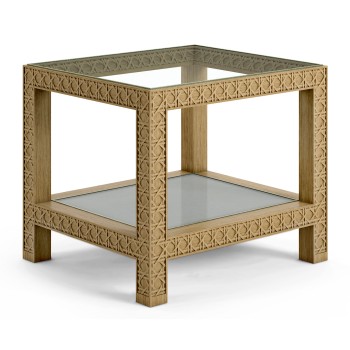 Cnoidal Cane Carved End Table