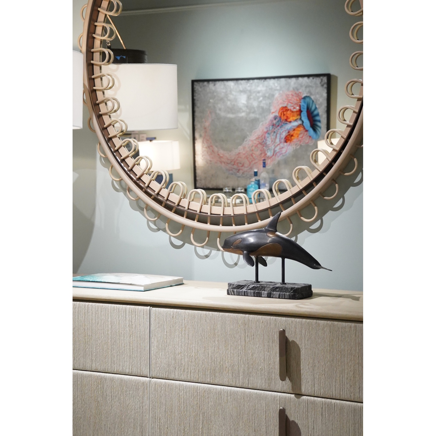 Vorticity Oval Rattan Mirror