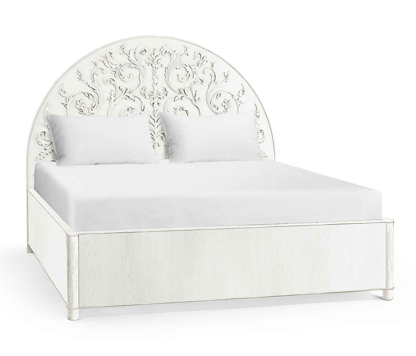 Moon Flower Half Round Carved Panel UK King Bed