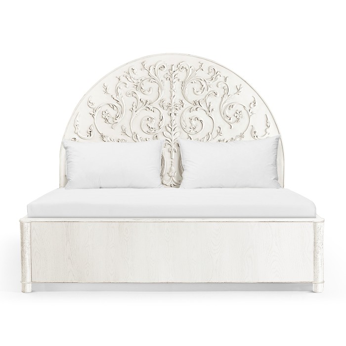 Moon Flower Half Round Carved Panel Bed