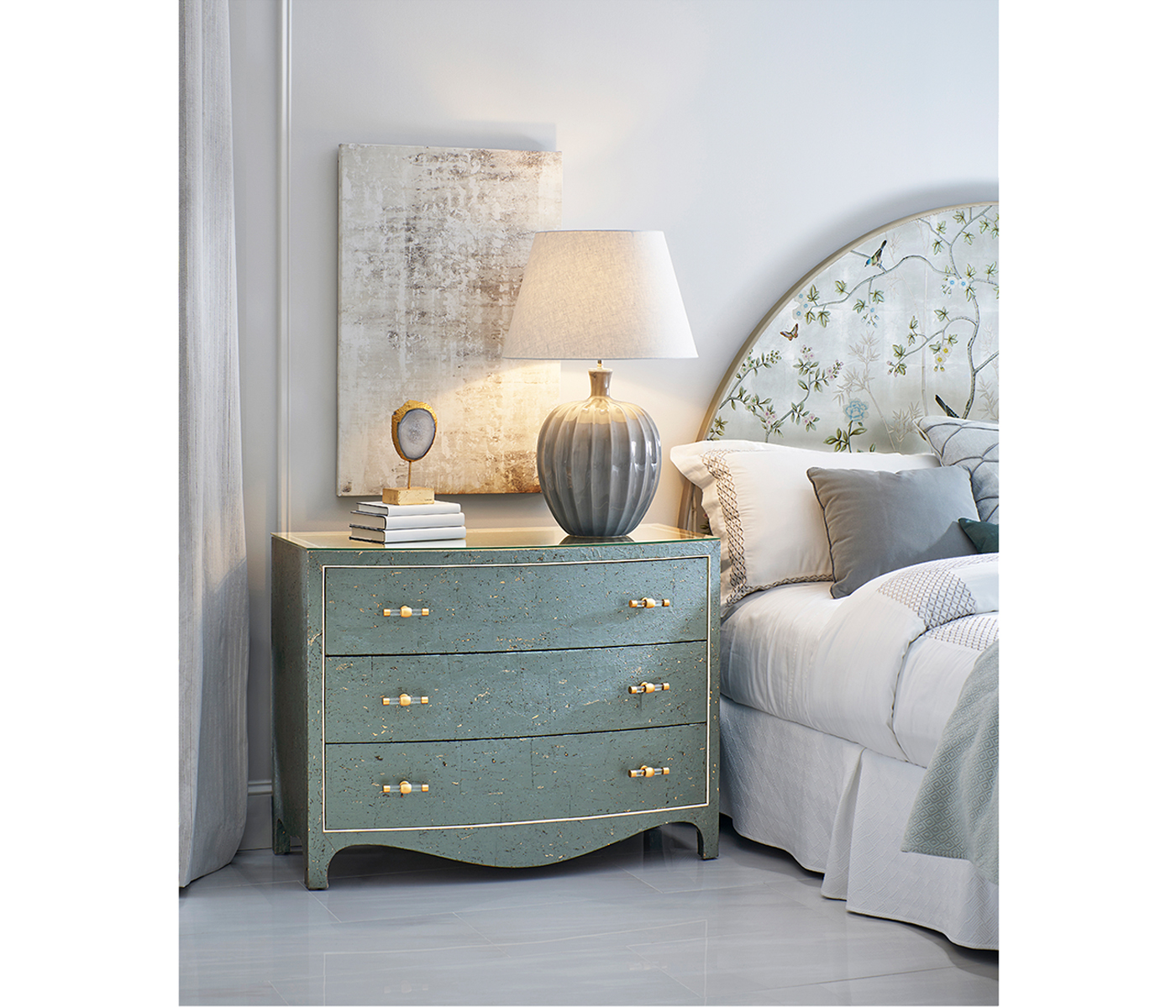 Shimmering Moon Half Round Panel Bed