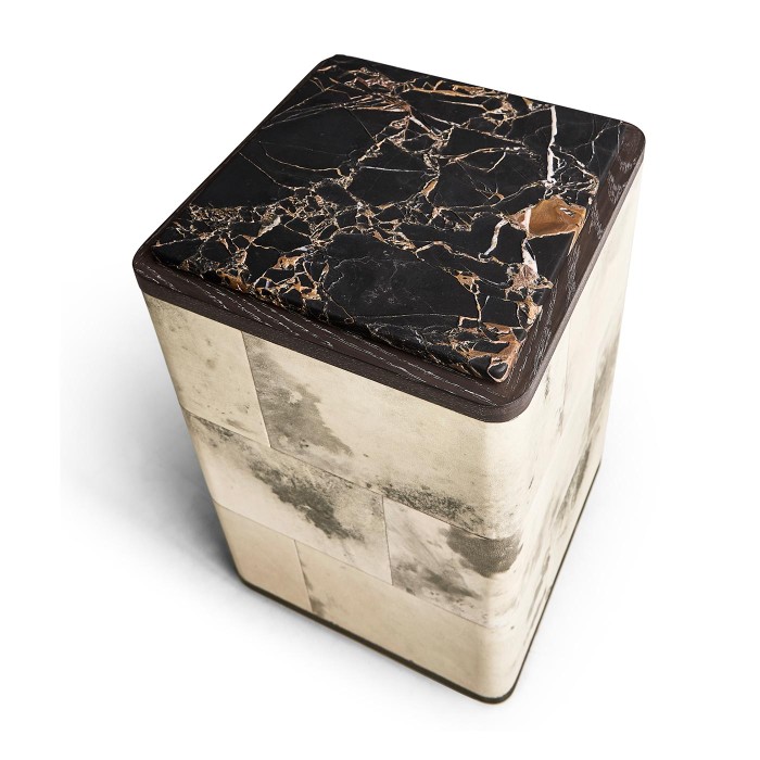 Truett Low Pedestal Table Black and White