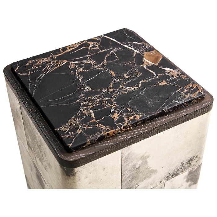 Truett Low Pedestal Table Black and White