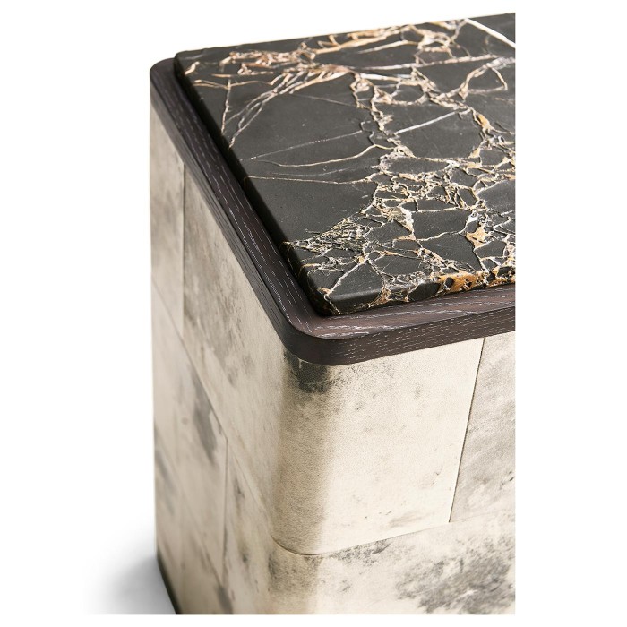 Truett Low Pedestal Table Black and White
