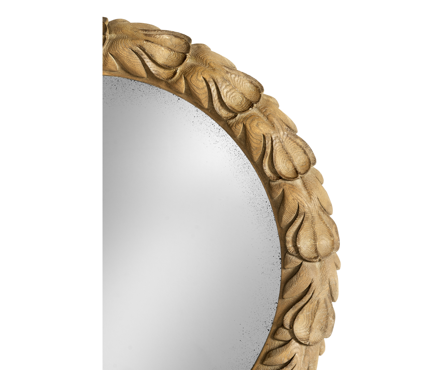 Wrenbury Round Gilded Vintage Oak Mirror