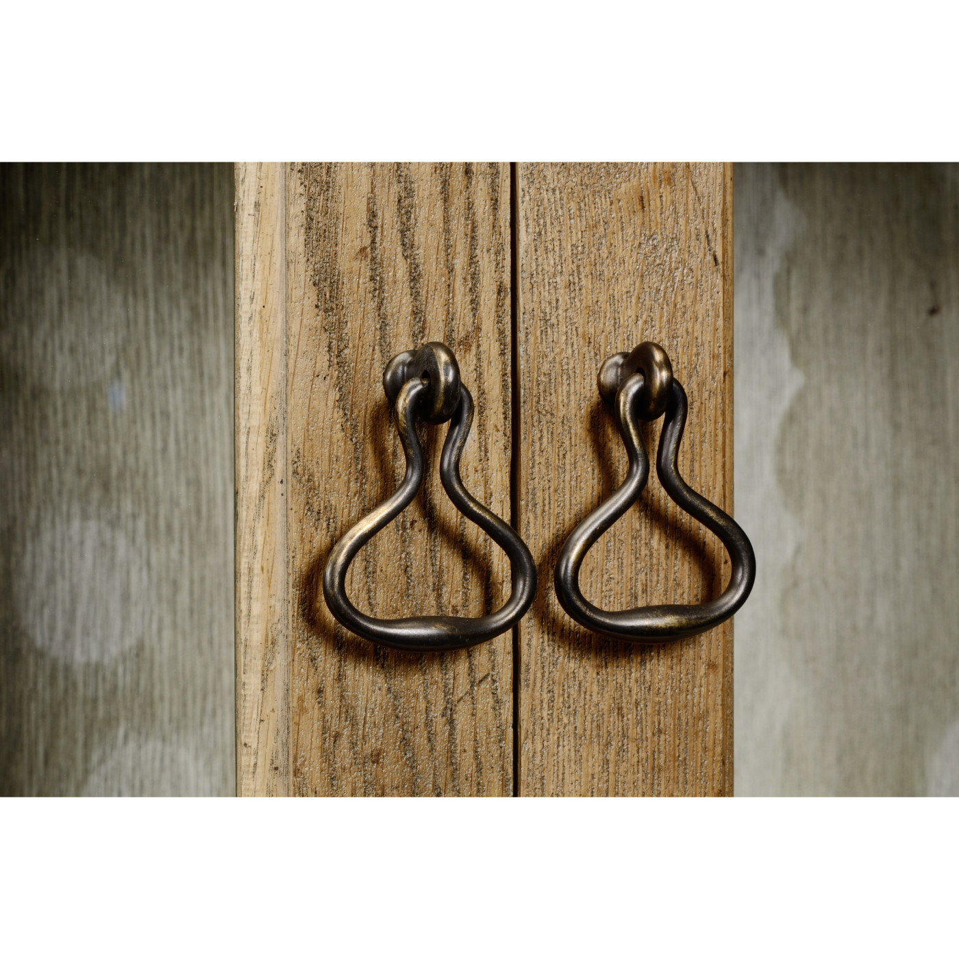 Oulton Vintage Oak Cabinet with Glass Doors & Glass Shelves