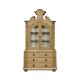 Oulton Vintage Oak Cabinet with Glass Doors & Wooden Shelves