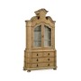 Oulton Vintage Oak Cabinet with Glass Doors & Wooden Shelves