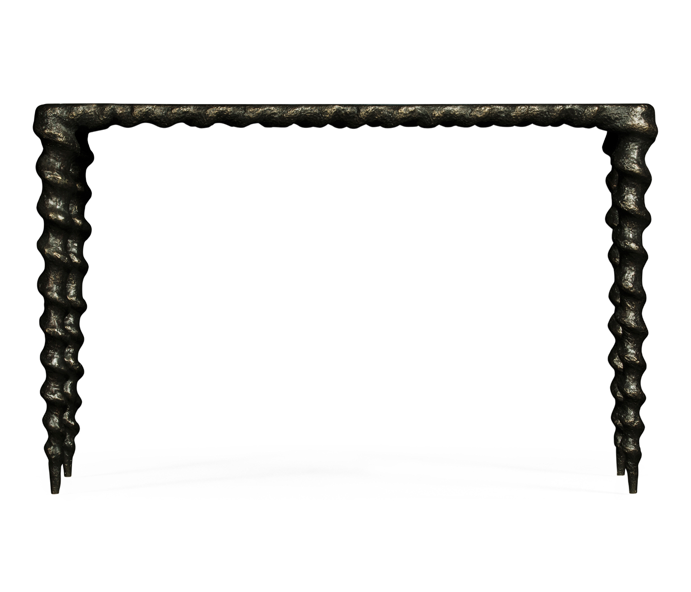 Karinta Antique Brass Console Table with White Oyster
