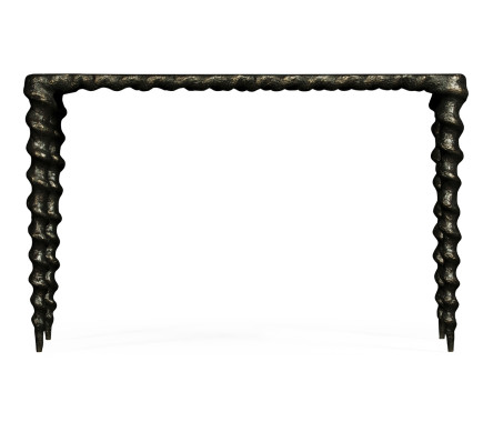 Karinta Antique Brass Console Table with White Oyster