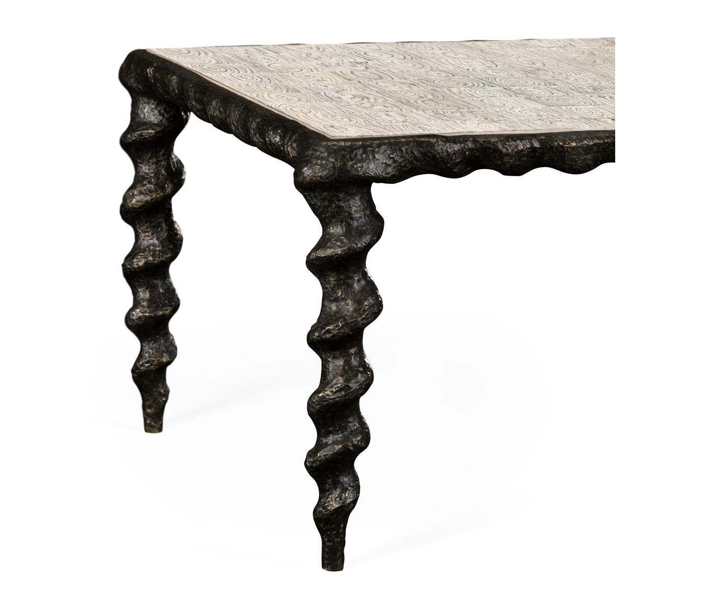 Karinta Antique Brass Coffee Table with Oyster Veneer Top