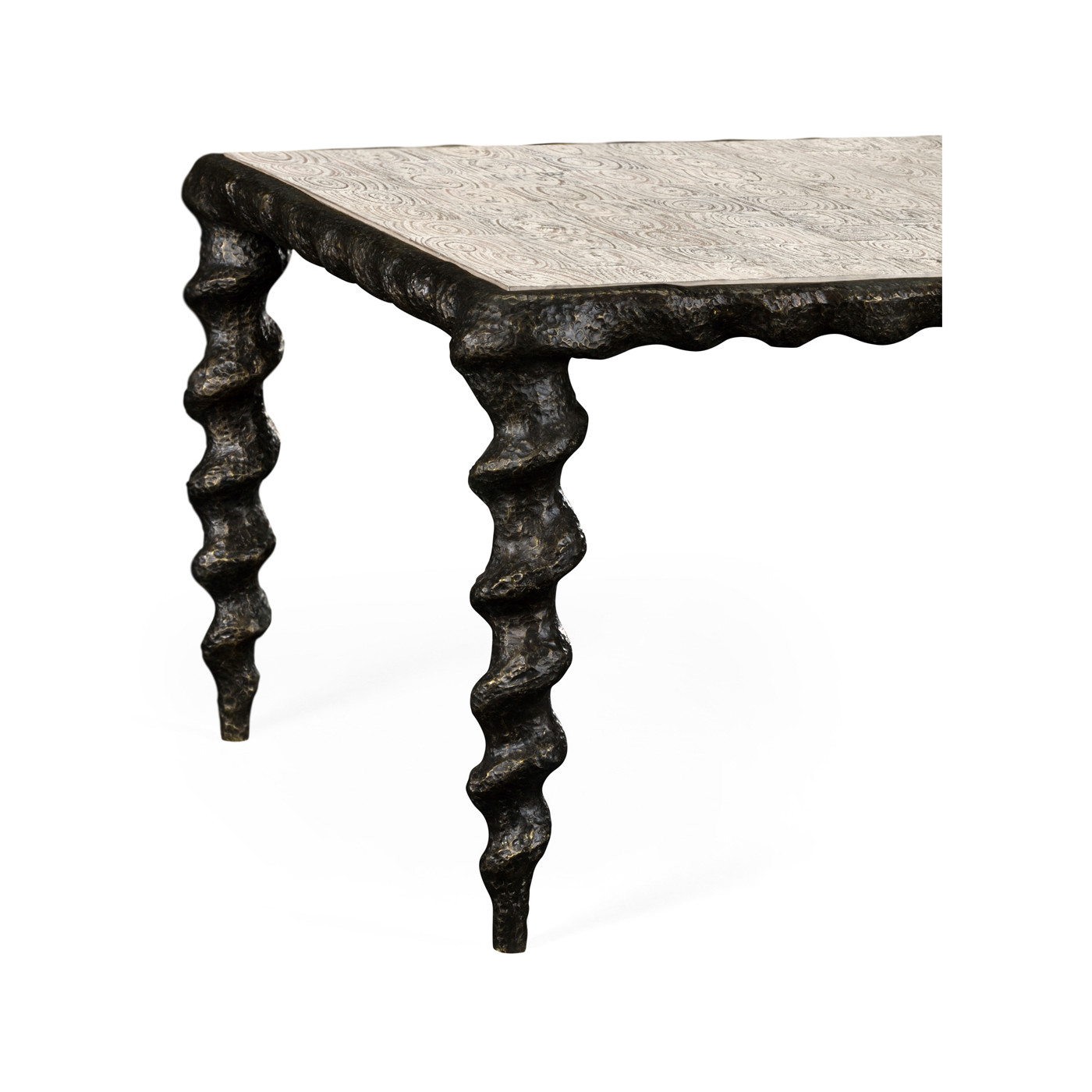 Karinta Antique Brass Coffee Table with Oyster Veneer Top