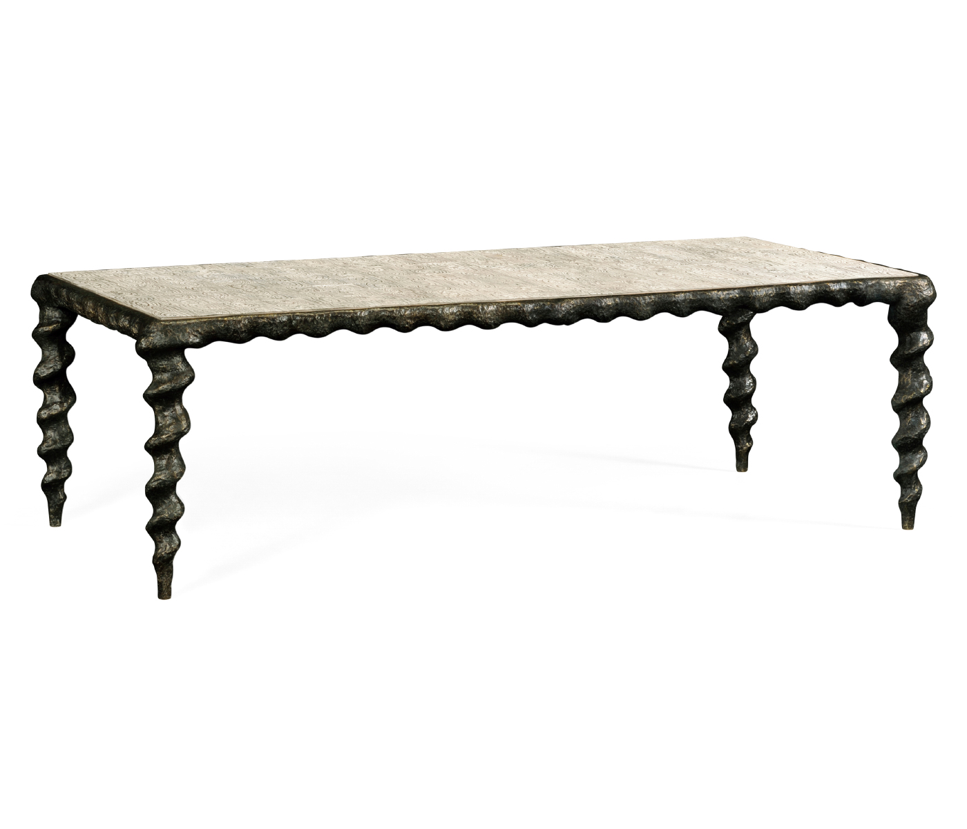 Karinta Antique Brass Coffee Table with Oyster Veneer Top