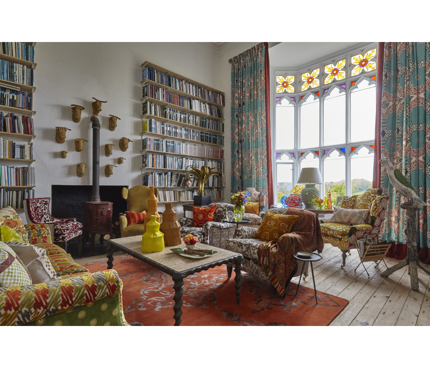 Karinta Antique Brass Coffee Table with Oyster Veneer Top