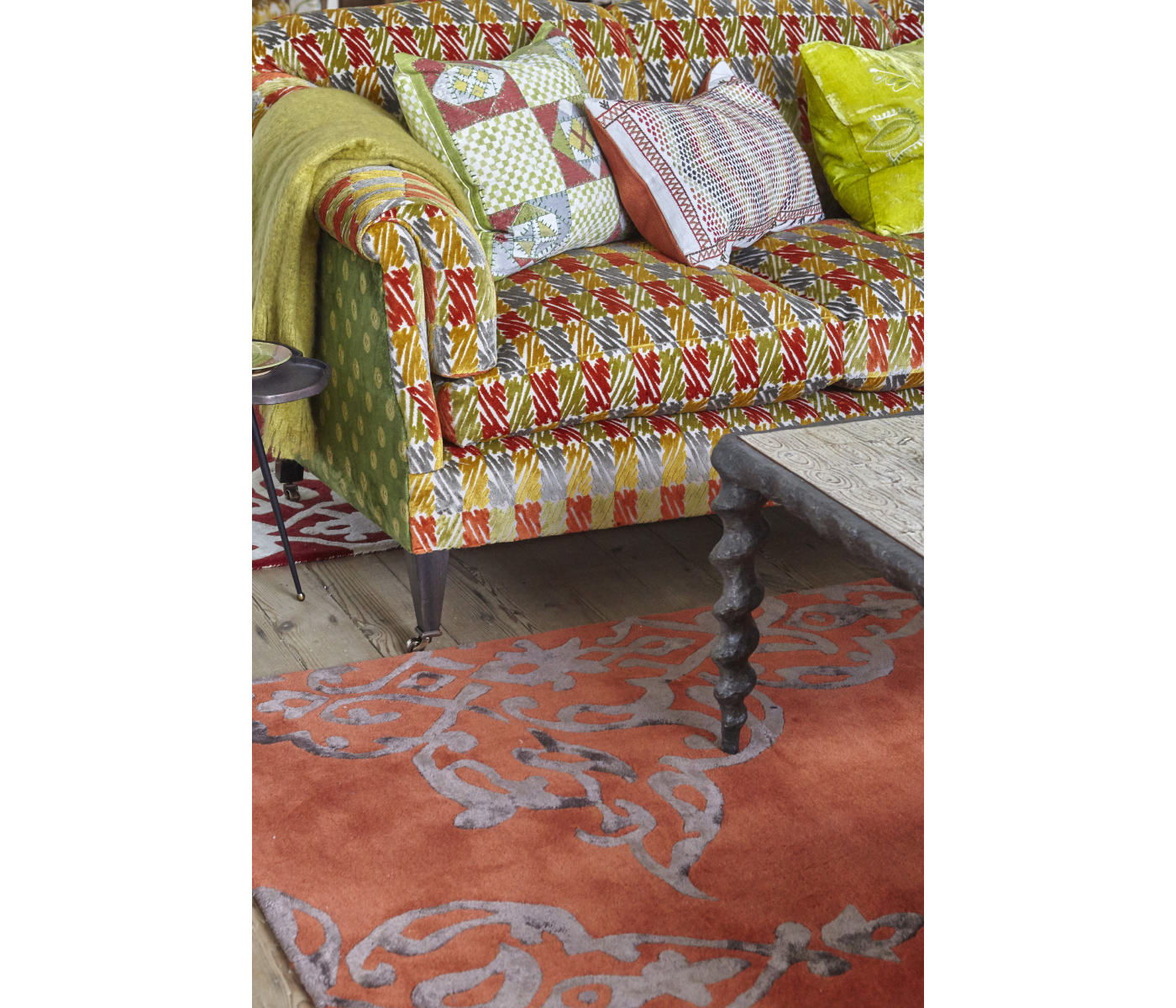 Karinta Antique Brass Coffee Table with Oyster Veneer Top