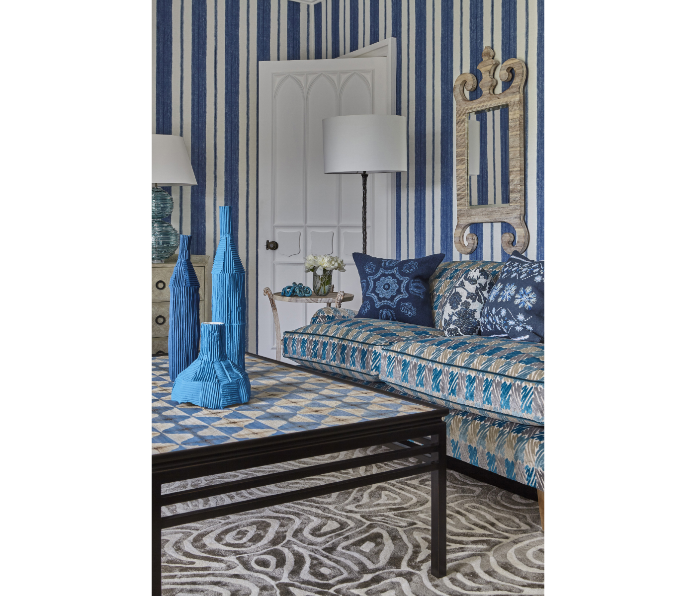 Haygrove White & Blue Marquetry Coffee Table