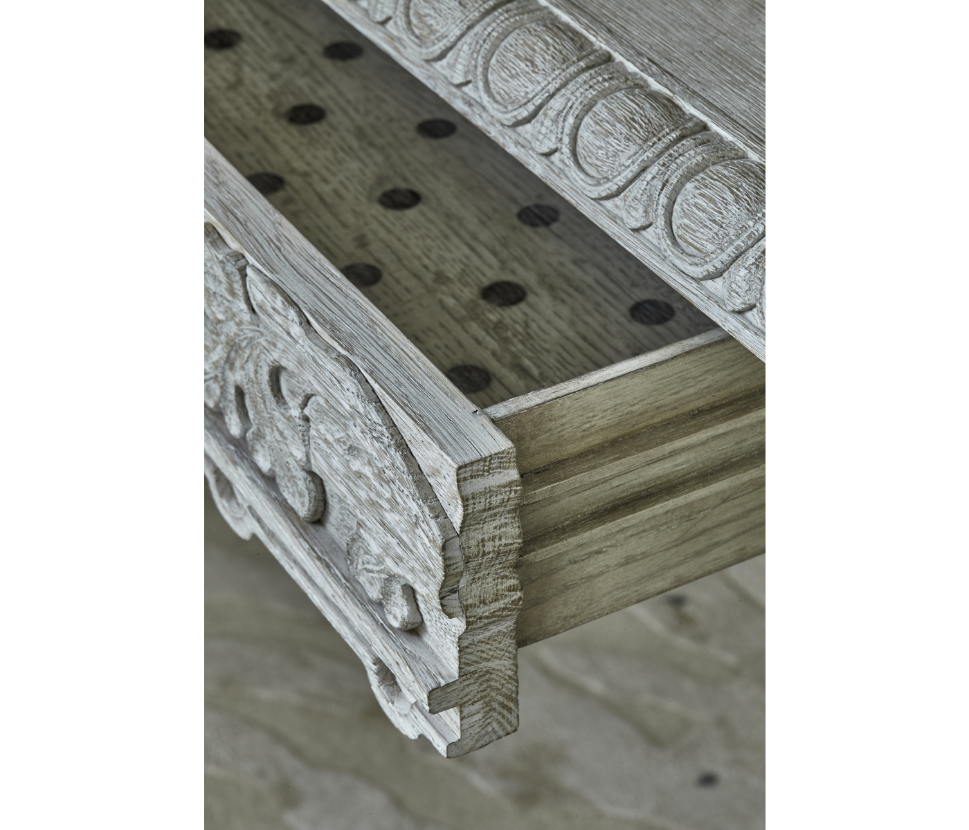 Bellefontaine Venetian White Oak Console Table