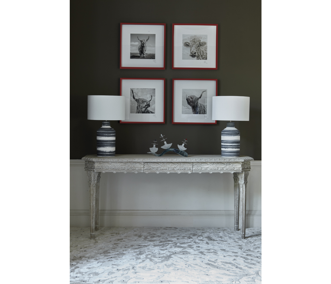 Bellefontaine Venetian White Oak Console Table