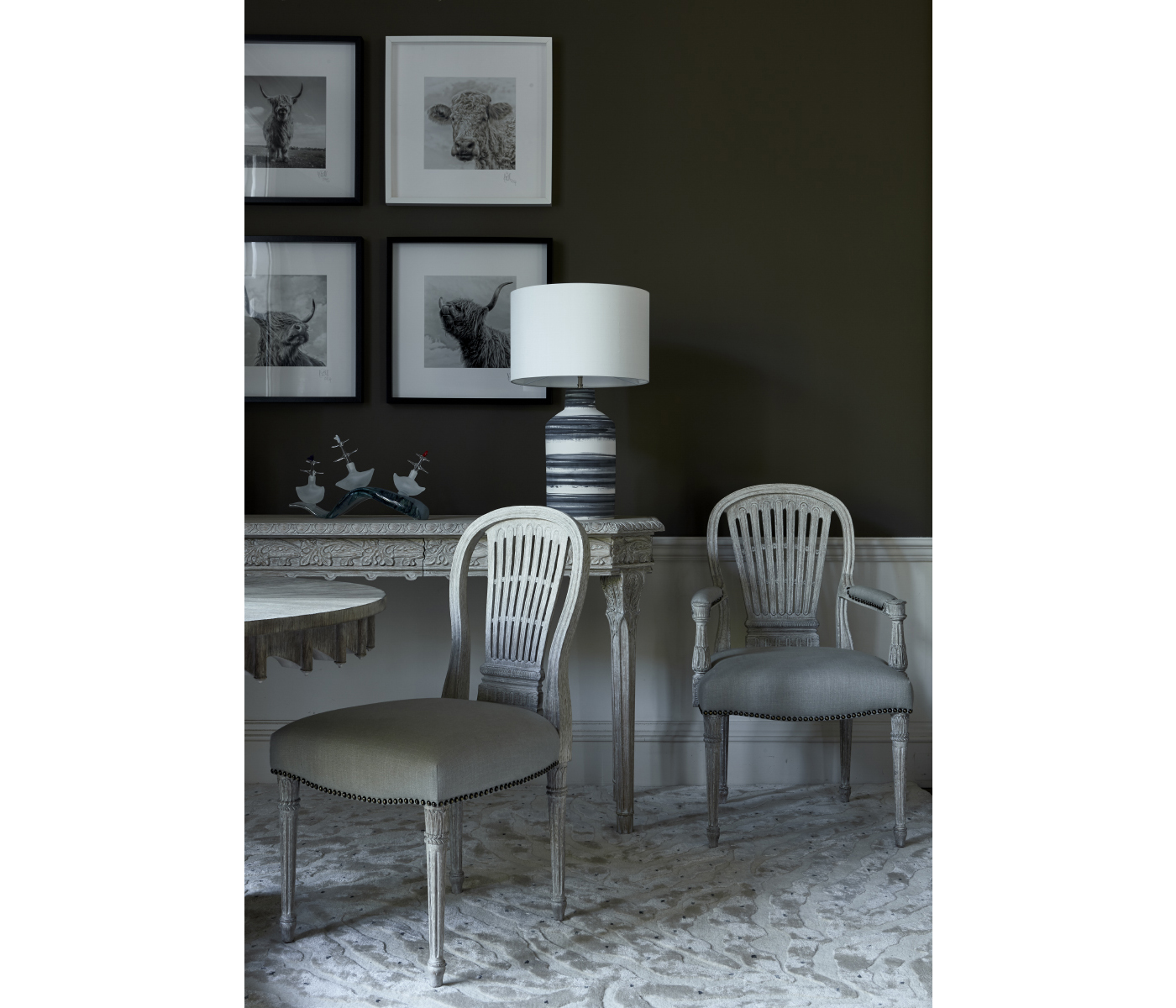 Bellefontaine Venetian White Oak Console Table