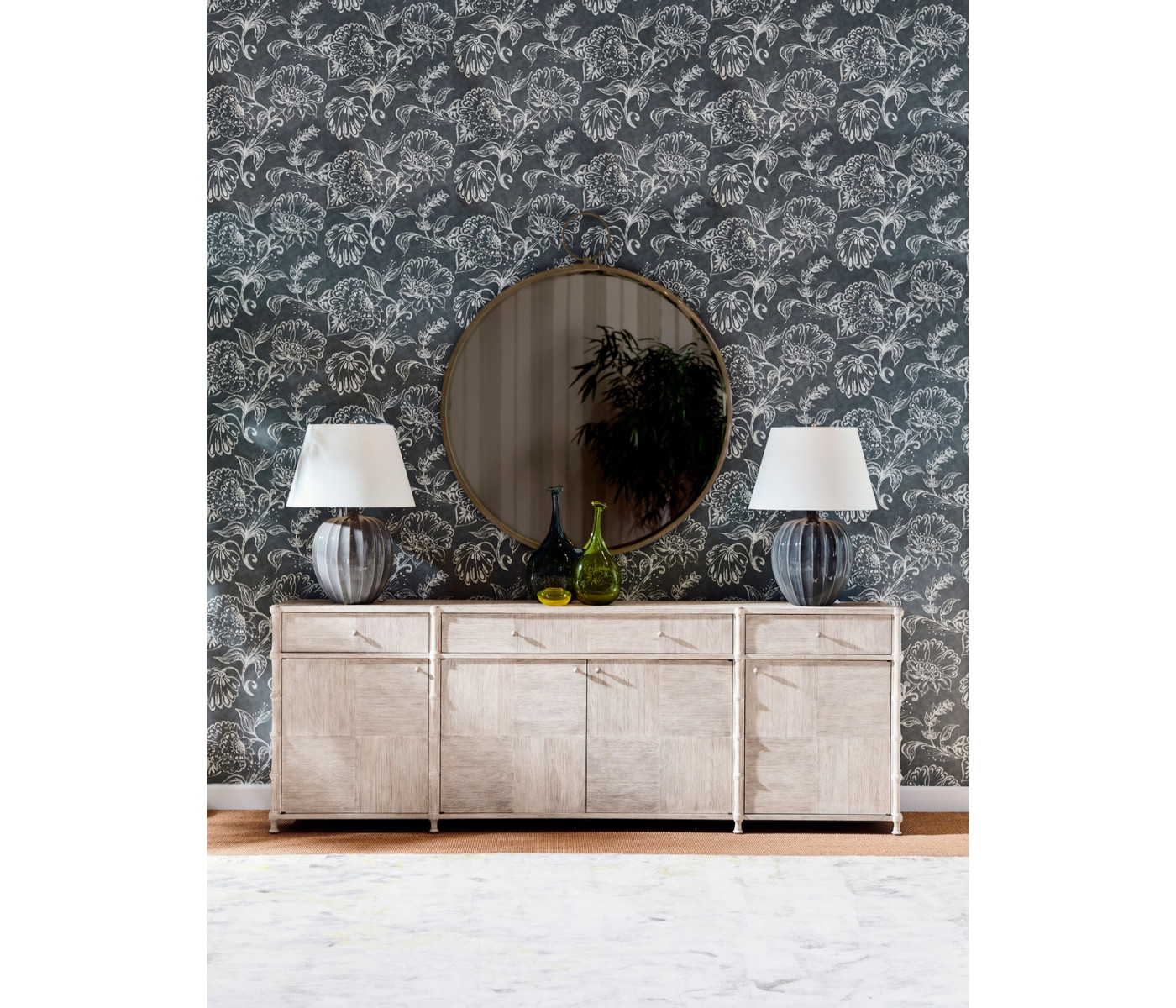 Circular Avalone Bronzed Stainless Steel Wall Hanging Mirror