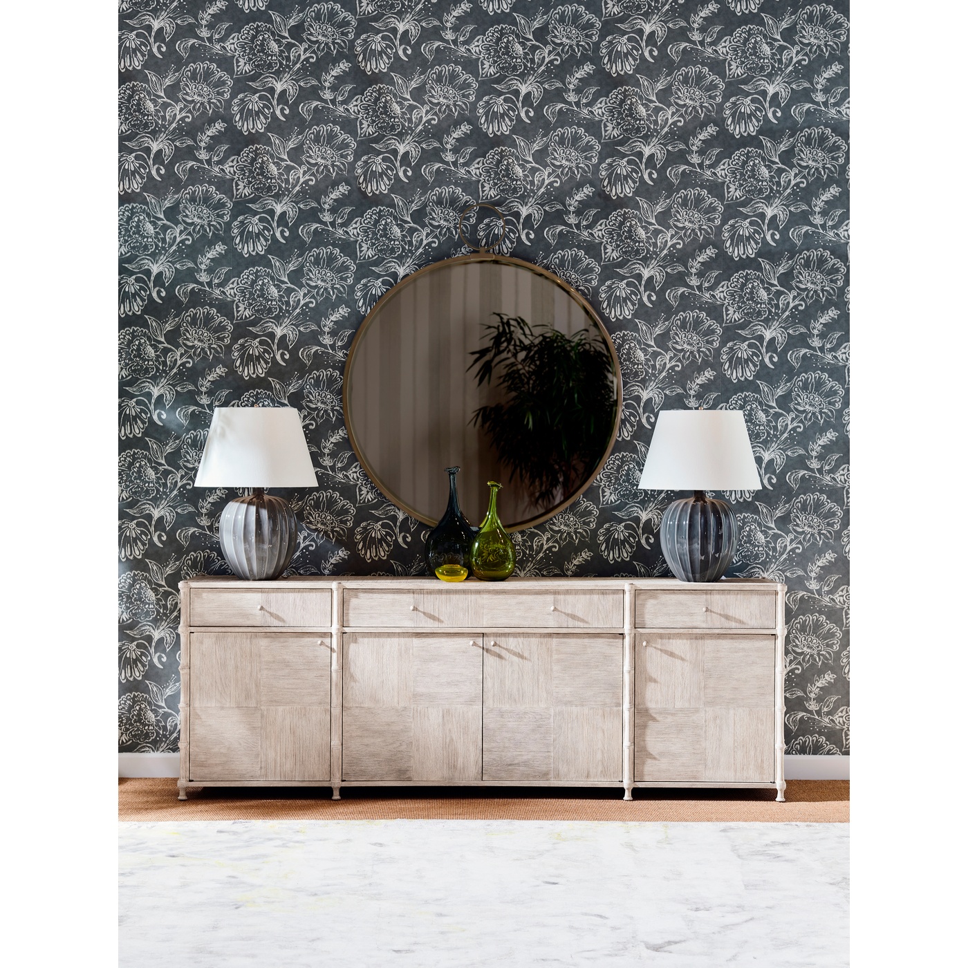 Circular Avalone Bronzed Stainless Steel Wall Hanging Mirror