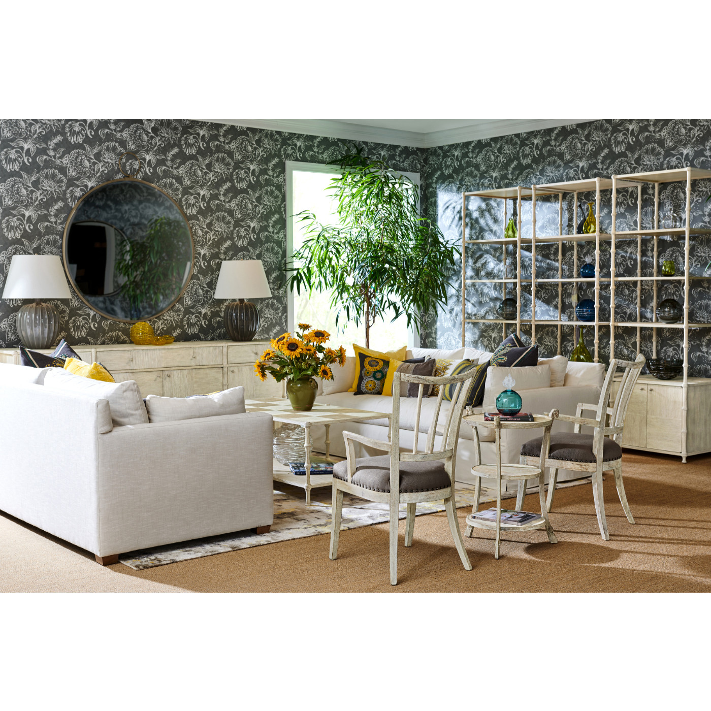 Circular Avalone Bronzed Stainless Steel Wall Hanging Mirror