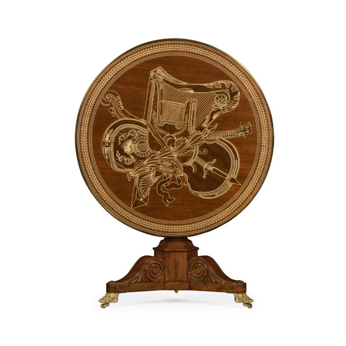 Medium Mahogany & Marquetry Left Hall Tilted Top Centre Table