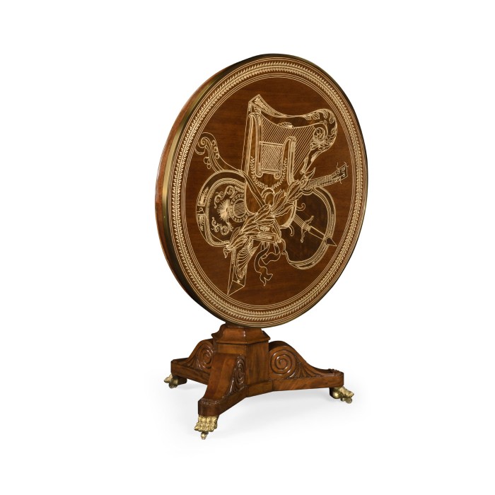 Medium Mahogany & Marquetry Left Hall Tilted Top Centre Table