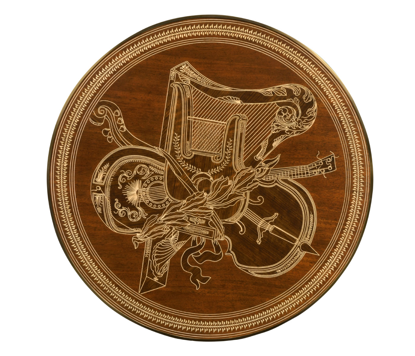 Medium Mahogany & Marquetry Left Hall Tilted Top Centre Table