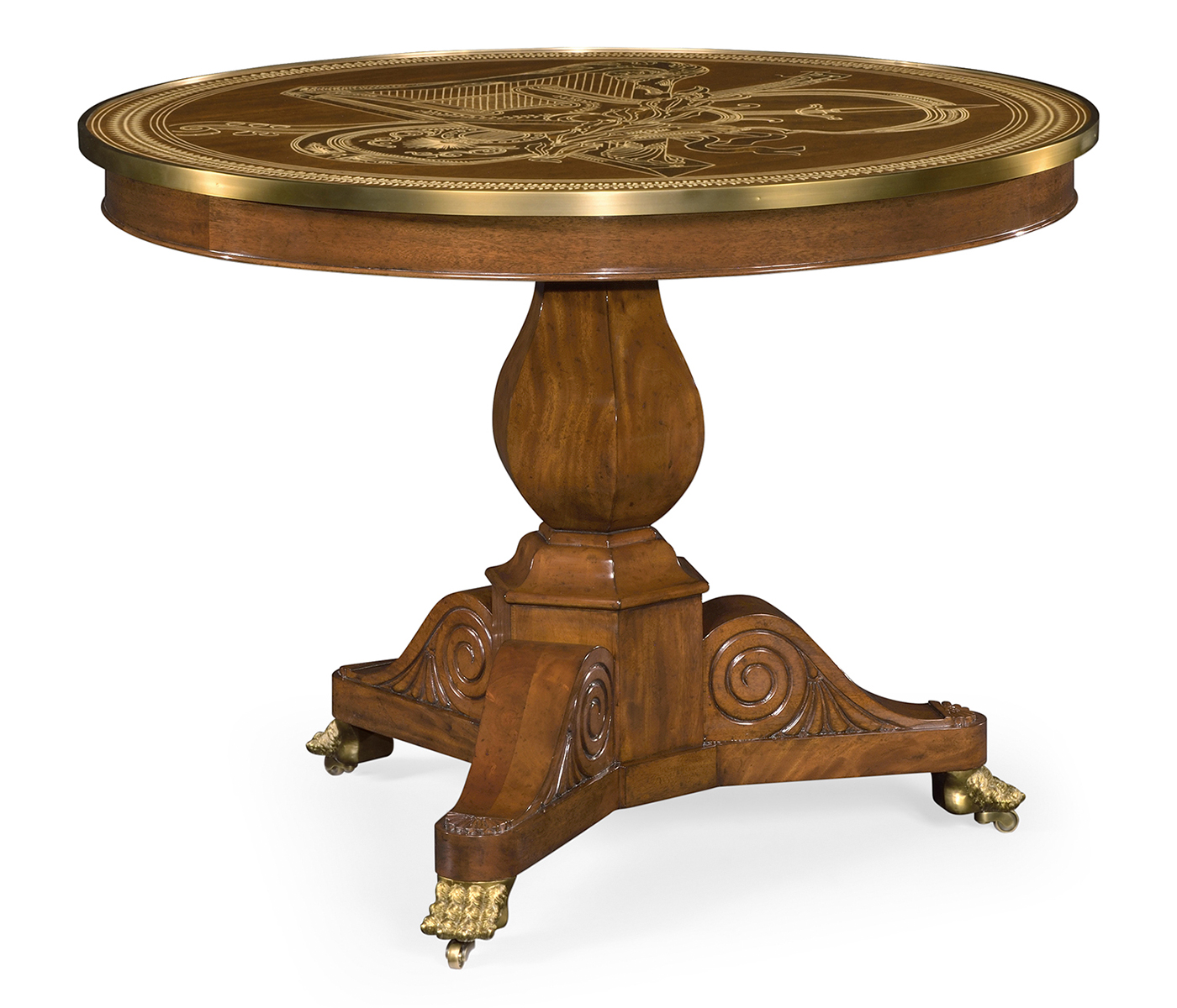 Medium Mahogany & Marquetry Left Hall Tilted Top Centre Table