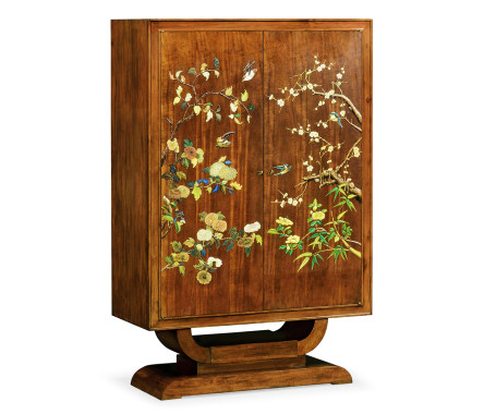 Art Deco Imperial Mahogany & Handpainted Left Salon Cabinet