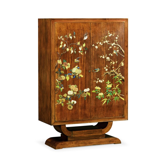 Art Deco Imperial Mahogany & Handpainted Left Salon Cabinet