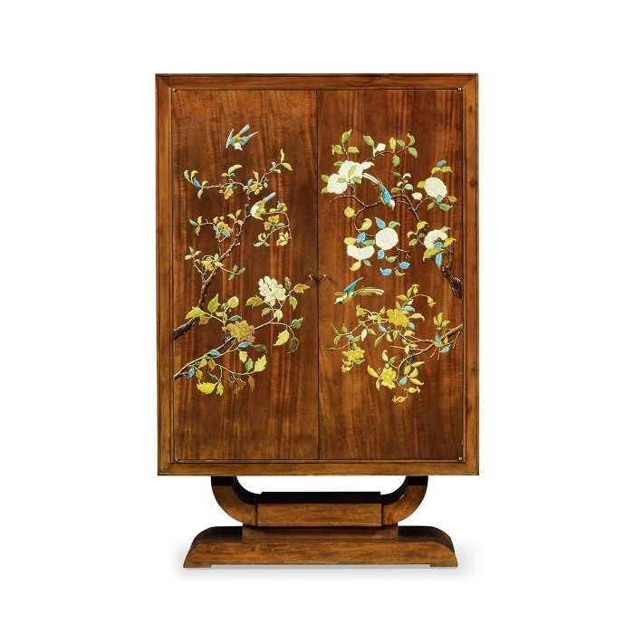 Art Deco Imperial Mahogany & Handpainted Right Salon Cabinet