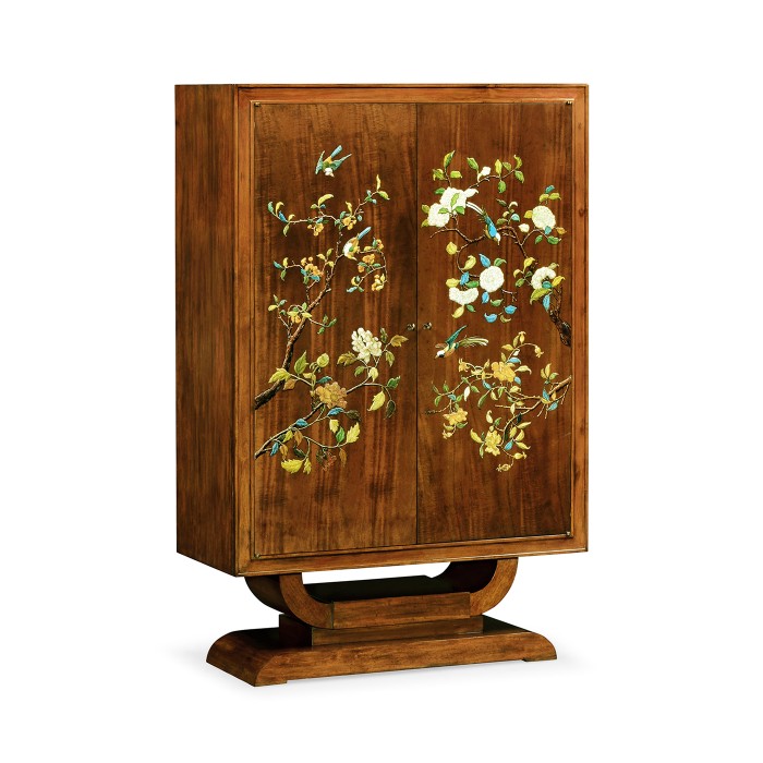 Art Deco Imperial Mahogany & Handpainted Right Salon Cabinet