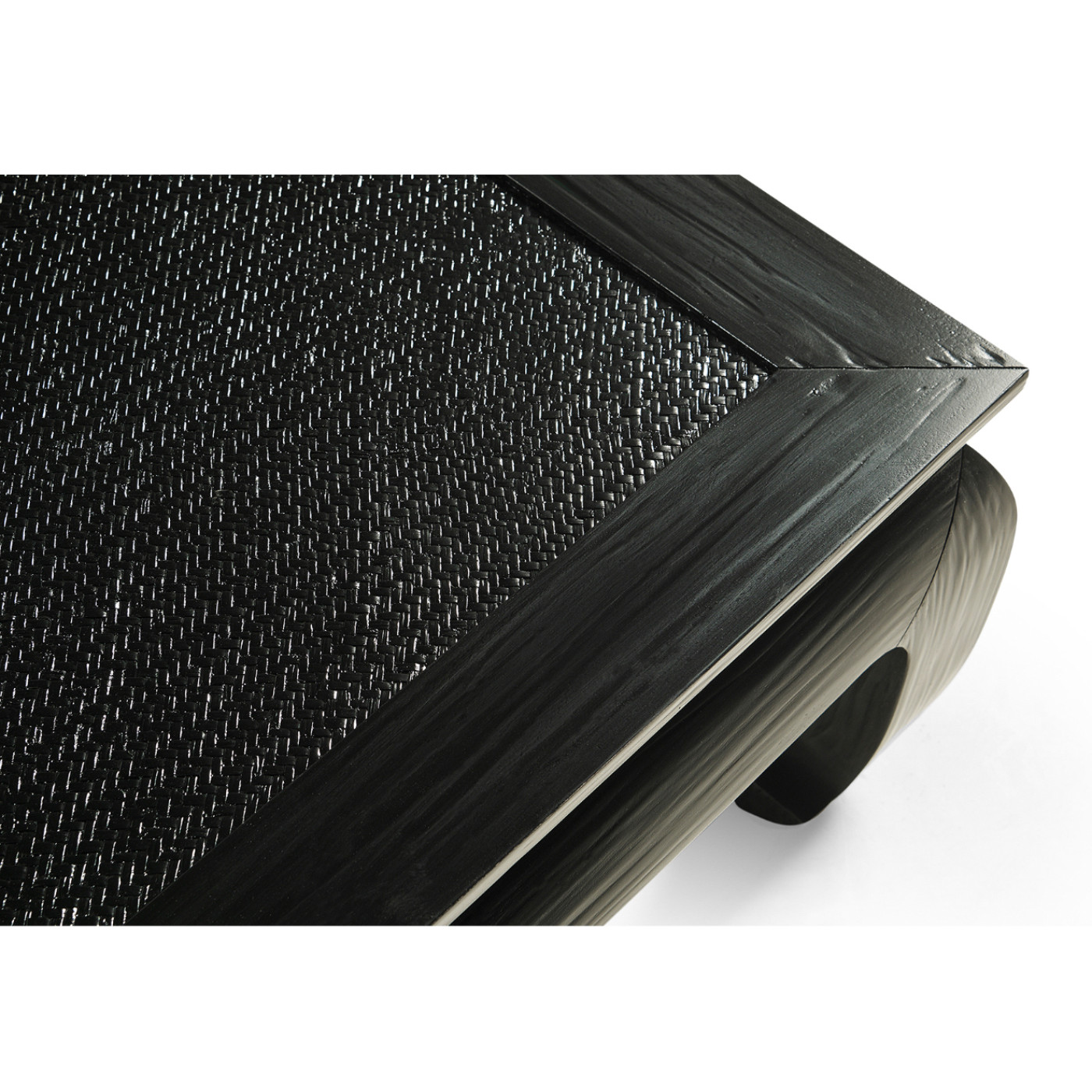 Square Ming Ebonized Coffee Table with Ebonized Rattan Top