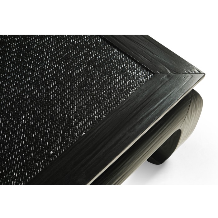 Square Ming Ebonized Coffee Table with Ebonized Rattan Top