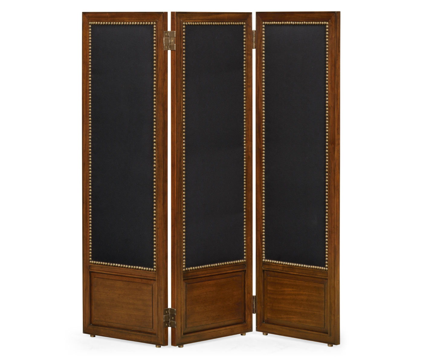 Medium Mahogany & Black Linen Folding Screen